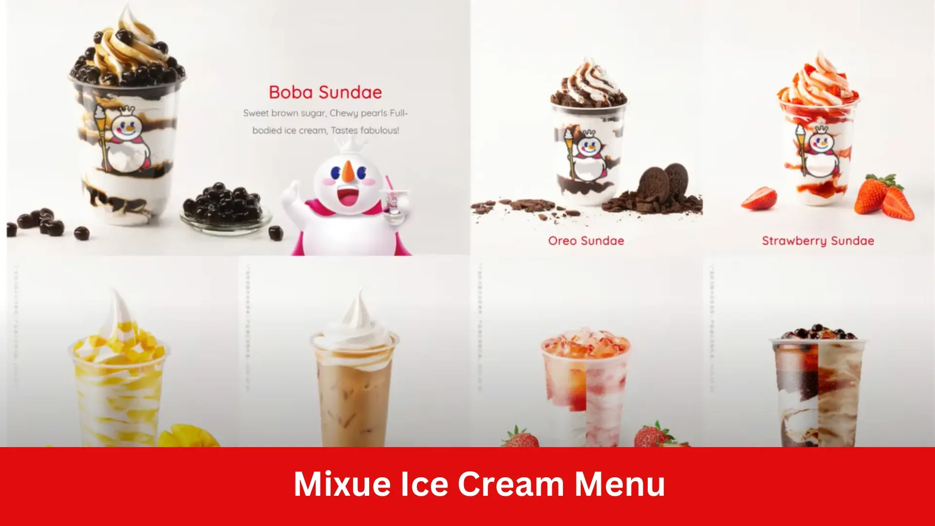 Mixue Ice Cream Menu