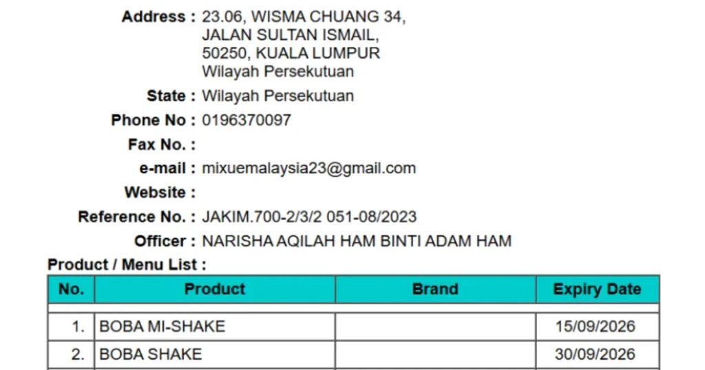 Mixue Menu Halal Status