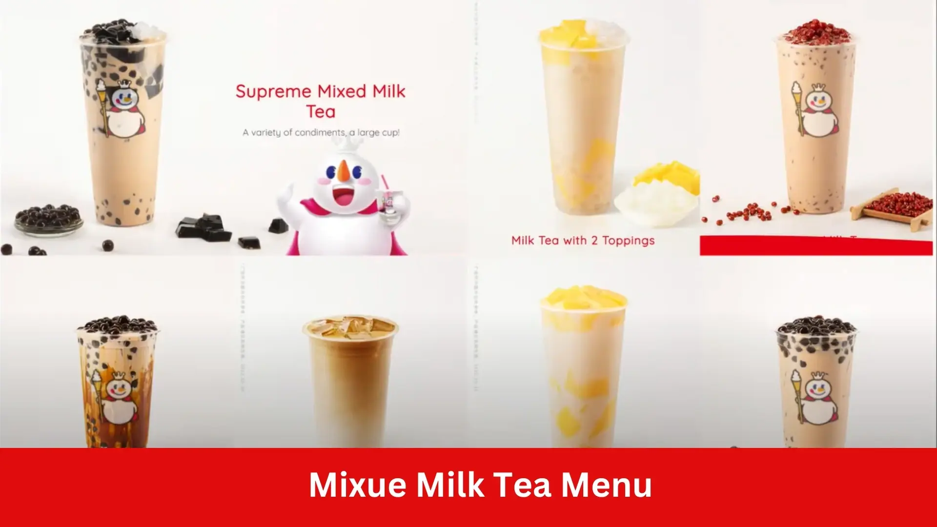 Mixue Milk Tea Menu